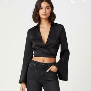 ASOS cropped wrap front blouse